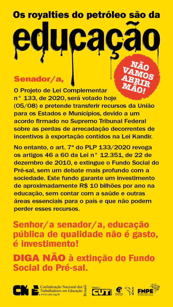 campanha petroleo educacao 2020 senadores