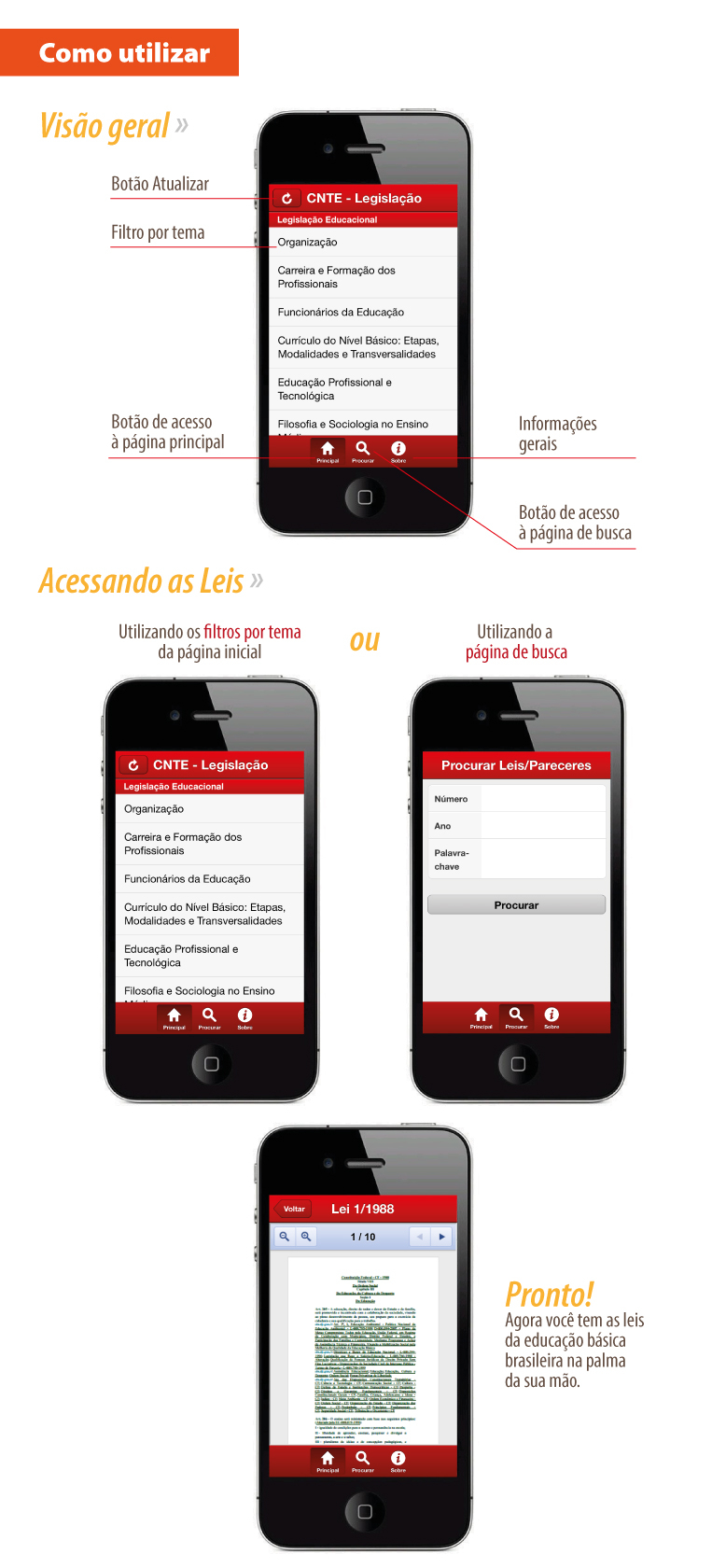 cnte tutorial app aplicativo cnte acessando as leis
